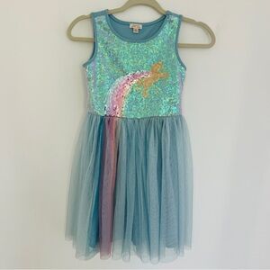 🐞 Zenzi Sparkling Unicorn Rainbow Kids Dress L 10/12 GUC Sequins